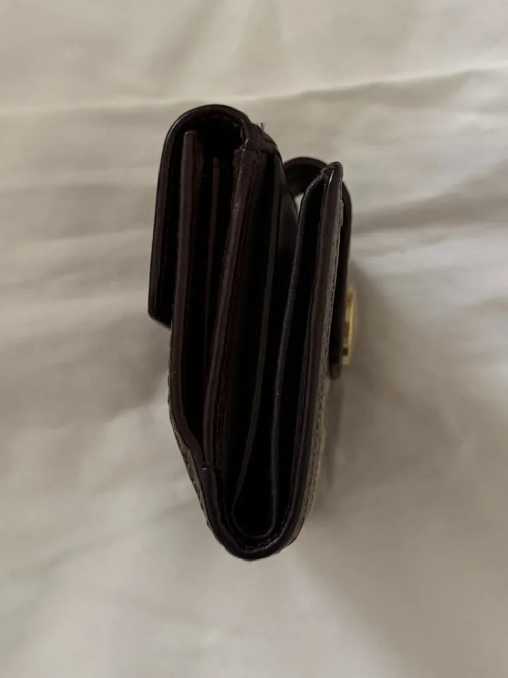 Coach Dark Brown Leather Canvas Wallet